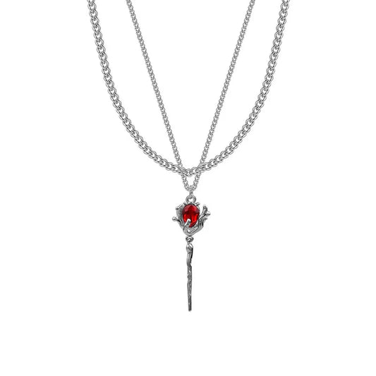 Scarlet Thorn – Gothic Heart Pendant Necklace