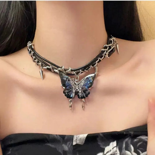 Wings of Eclipse – Wired Leather Choker