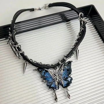 Wings of Eclipse – Wired Leather Choker