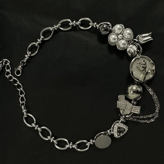 Biotic Muse – Floral Metal Pendant Choker